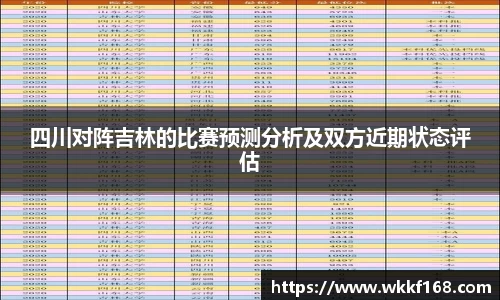 四川对阵吉林的比赛预测分析及双方近期状态评估